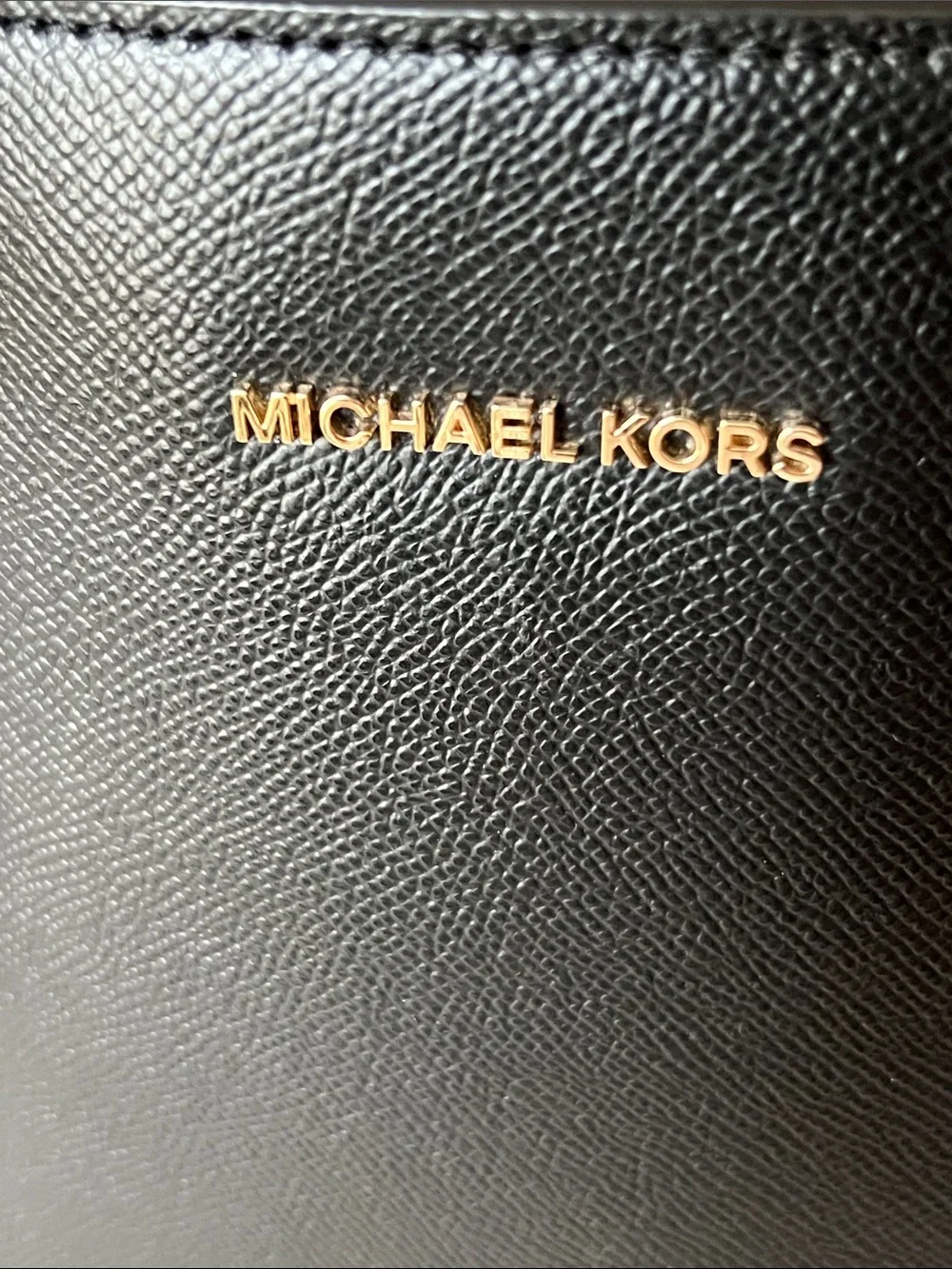 Michael Kors Black Saffiano Shoulder Tote with Gold Hardware